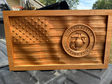 Load image into Gallery viewer, Marine Corps Carved Flag