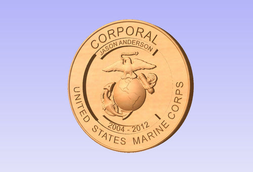 3D Carved Round Marine Corps Plaque Personalized
