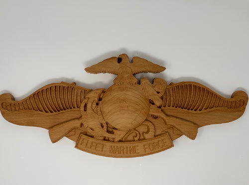 3D Carved Fleet Marine Force ( FMF ) Navy plaque