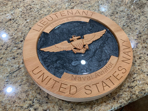 3D Carved Round Military plaque