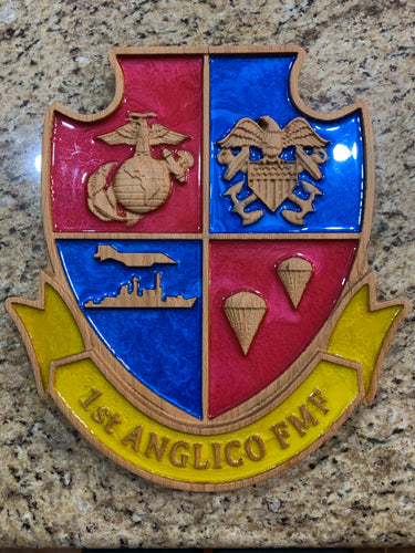 3D Carved 1st ANGLICO FMF Marine Corps Unit plaque