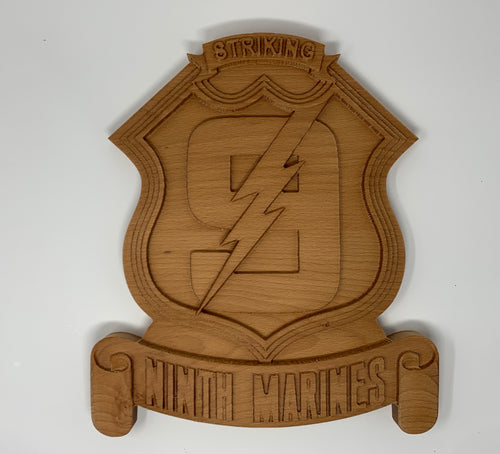 3D Carved 9th Marines Marine Corps Unit plaque